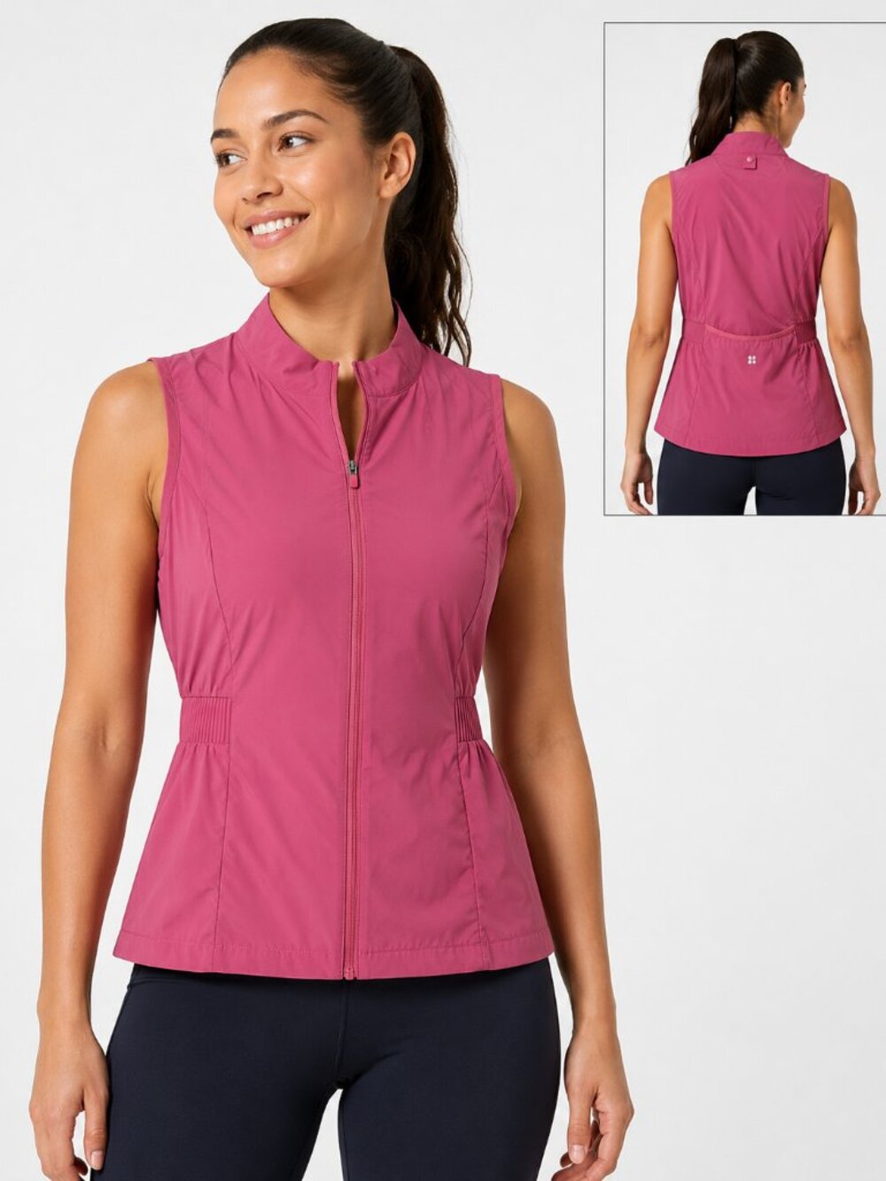Sweaty Betty Adventure Pink On The Run Zip Front Running Vest NWT Size M